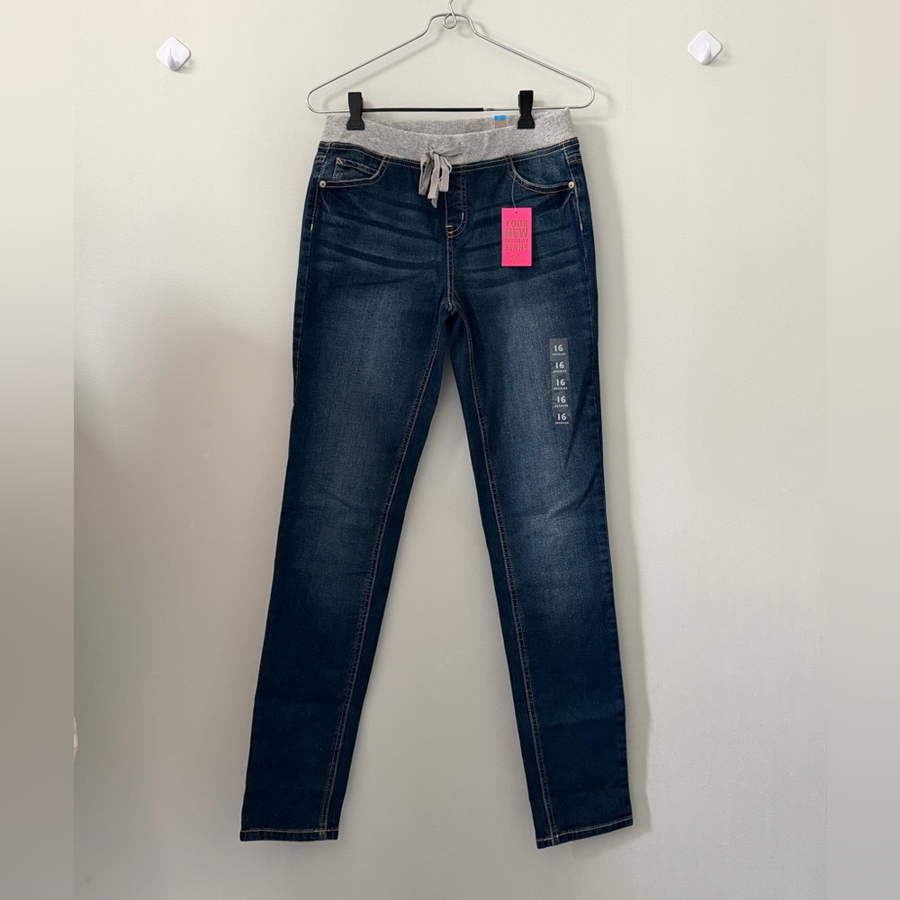 Justice Dark Blue Jeggings with Gray Jogger Waist